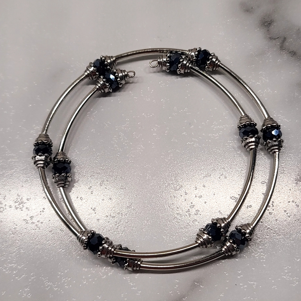 Paparazzi Elegant Silver and Blue Beaded Bracelet